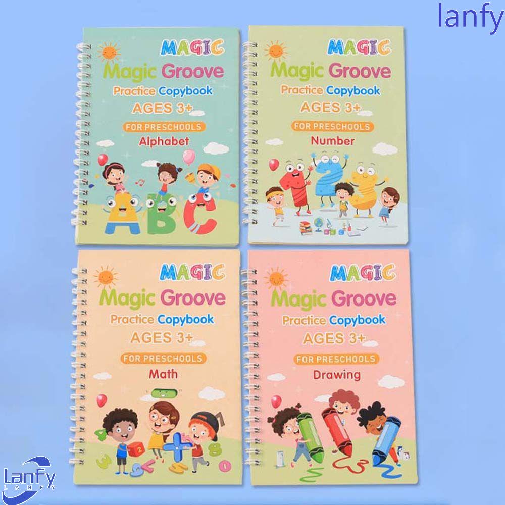 Lanfy Kids English Copybook With Pen Refill Penambahan Pengurangan Angka Gratis Lap Huruf Inggris Tulisan Inggris Stiker