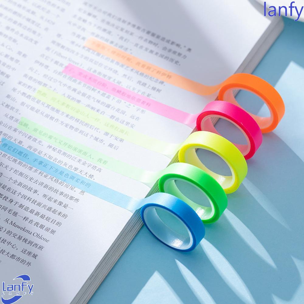 Lanfy Tape Lengket Neon 5roll Sobek Tidak Lengket Notes DIY Dekorasi Alat Tulis Siswa Perlengkapan Sekolah Label Bookmark