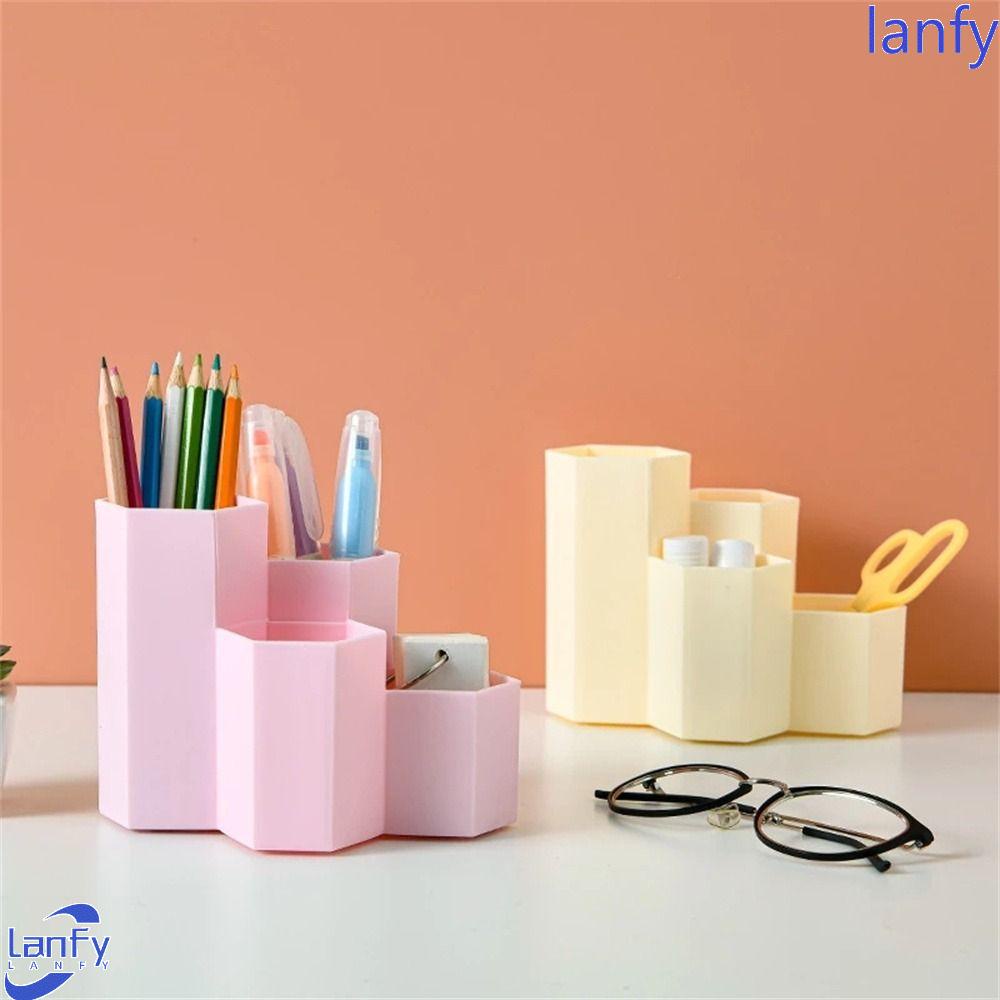 Lanfy Tempat Pulpen Alat Tulis Anak Kotak Pensil Makeup Storage Box Kapasitas Besar 4kisi Tempat Pulpen Meja