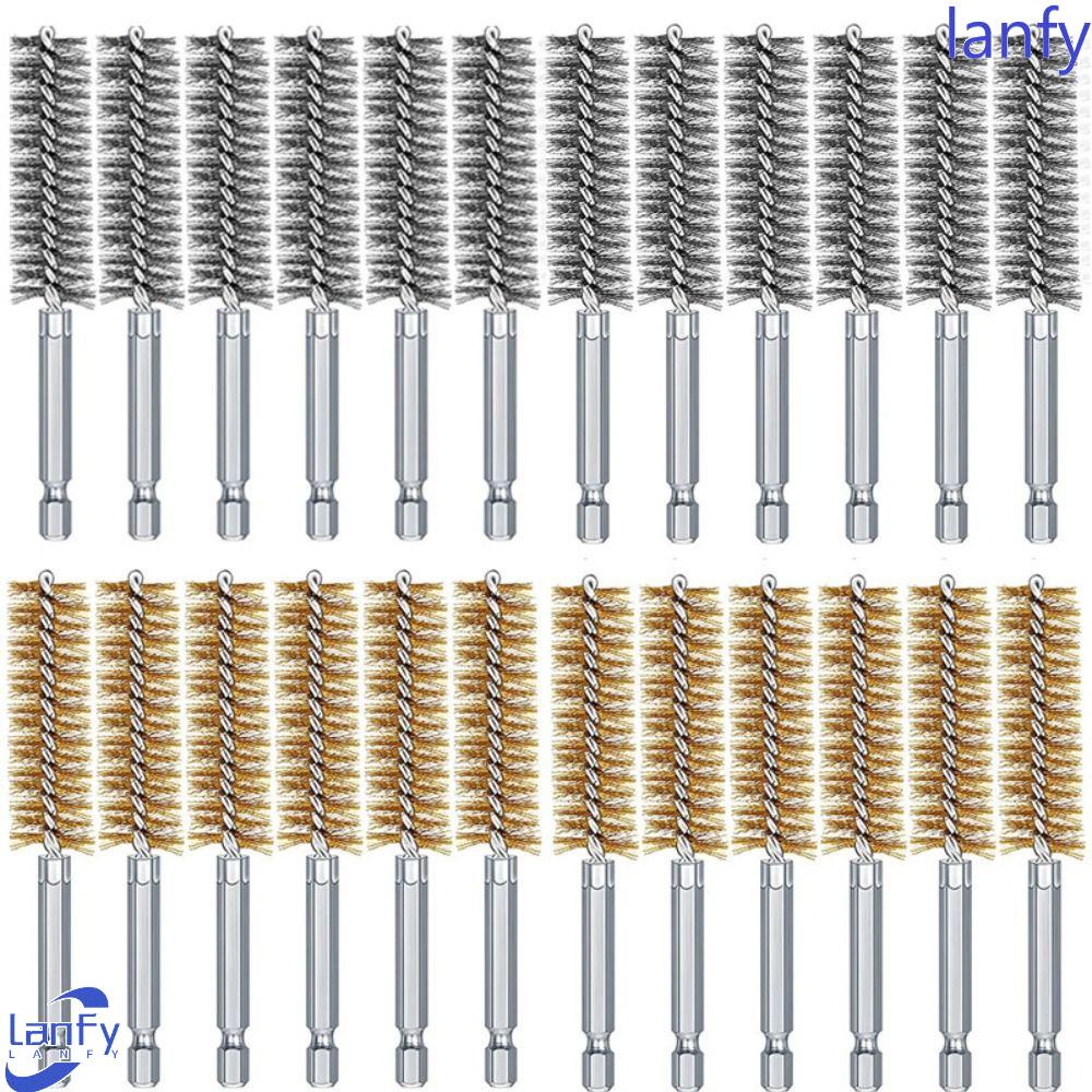 Lanfy Bore Wire Brush Polishing Power Tools 1per4inch Poles Pembersih Pipa Wire Pipe Brush Sikat Bor Penghilang Karat