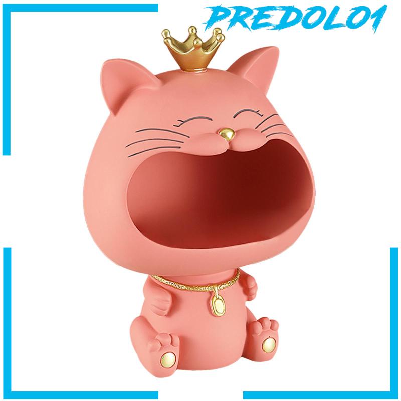 [Predolo1] Kunci Mangkok Resin Patung Kucing Patung Hewan Mangkok Lucky Cat Statue