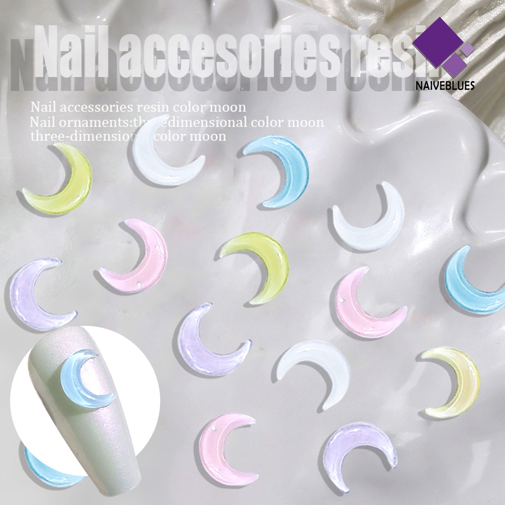 [naiveblues] 20pcs Dekorasi Nail Art Bentuk Kreatif Shiny Visual Warna Hidup Tahan Luntur Diterapkan