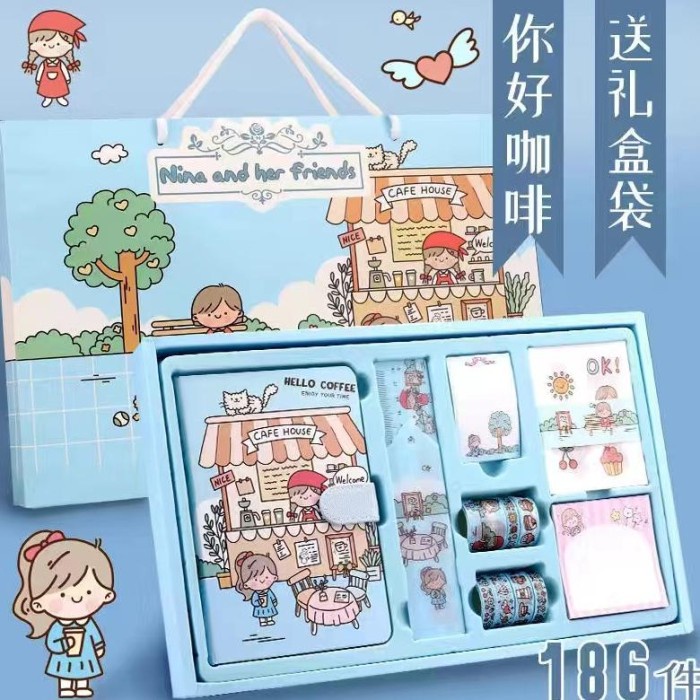 

Journal Kit Set Gift Box / Paket Set Agenda / Notebook Lucu/Diary Lucu - ungu