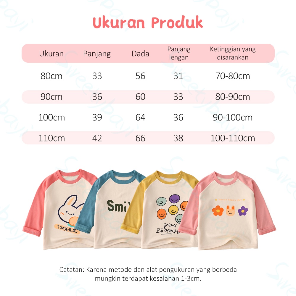Sweetybayi Kaos bayi anak Manset anak lengan panjang Atasan lengan panjang anak kartun