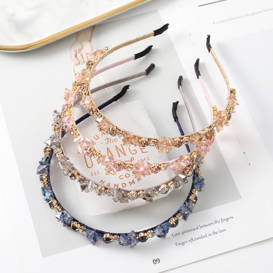 Korea Kristal Berlian Imitasi Alloy Headband Rhinestone Beads Hair Band Woman Wedding Aksesoris Rambut