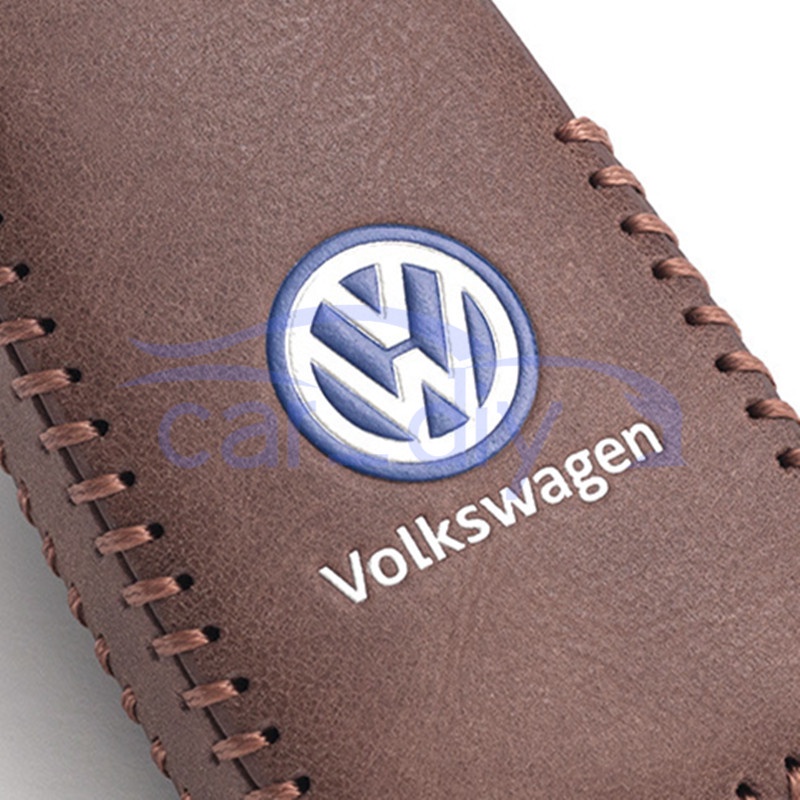 Leather Key Case Cover Remote Mobil Fob Dengan Gantungan Kunci Untuk Volkswagen VW Passat Lavida Sagitar Tiguan Jetta Bora Golf Cangkang Pelindung