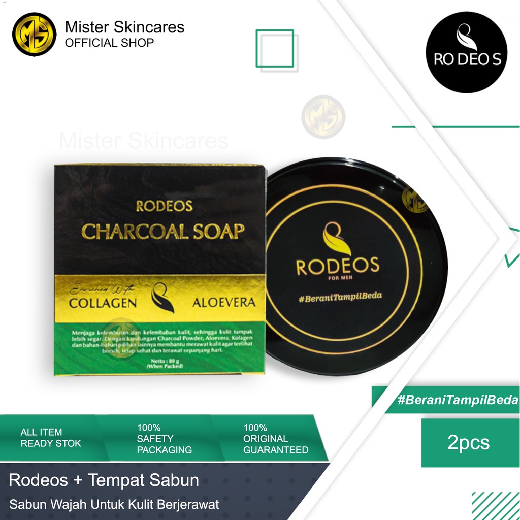 Rodeos Charcoal + Case - Paket Sabun Muka untuk Kulit Bebas Kusam &amp; Jerawat