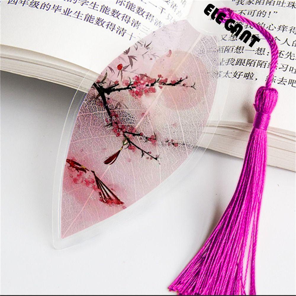 [Elegan] Bookmark Alat Tulis Kantor Siswa Pemandangan Kuno Rumbai Gaya Cina Daun Bookmark