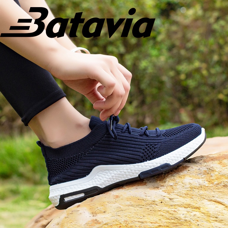 (COD)Batavia 36 Sepatu wanita ukuran eksklusif olahraga premium perempuan terbaru rajut adem antislip antiaus sepatu lari anak perempuan Batavia Shoes Fashion Sport Original Pink Hitam Abu Grey Onlinemall