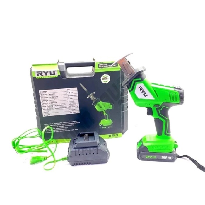 Mesin Gergaji Potong Baterai RYU RCRS2 CORDLESS Reciprocating Saw 2"
