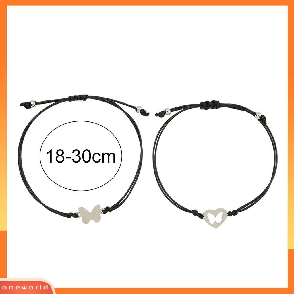 [EONE] 2pcs Gelang Wanita Bentuk Kreatif Bahan Alloy Tahan Karat Fashion Gaya Kupu-Kupu Gelang Pasangan Untuk Pacaran