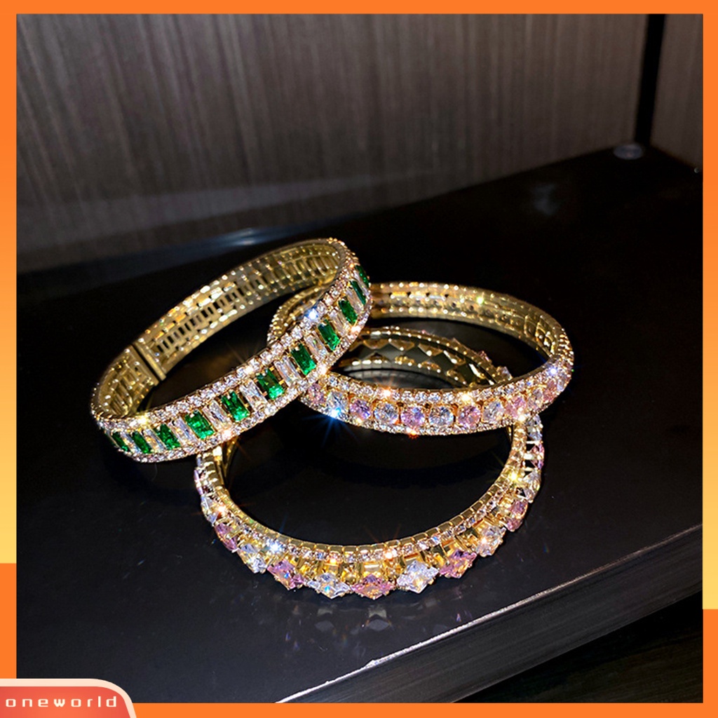 [EONE] Gelang Tangan Wanita Rantai Tangan Portabel Bulat Berlian Imitasi Mengkilap Untuk Hadiah