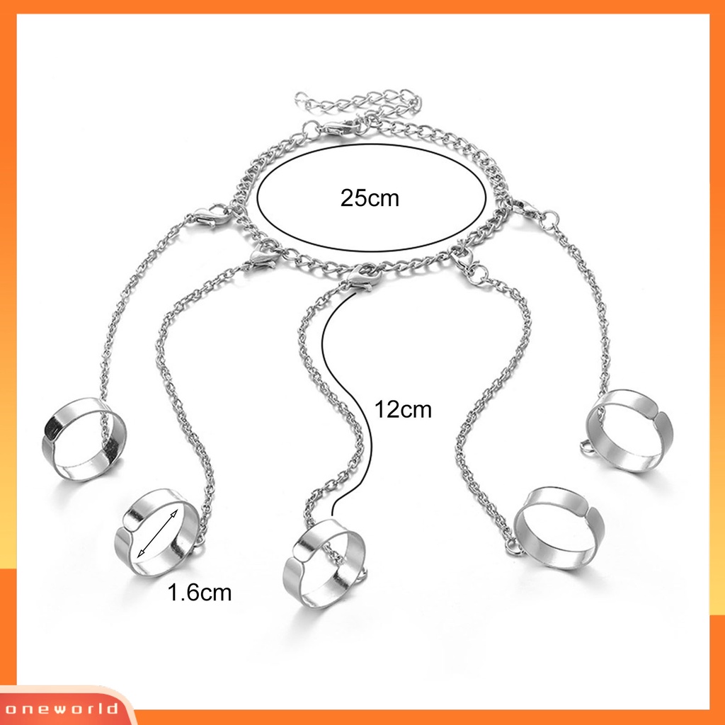 [EONE] Removable Multilayer Rantai Warna Silver Hand Harness Gelang Punk Geometris Pria Cincin Gelang Perhiasan Aksesoris