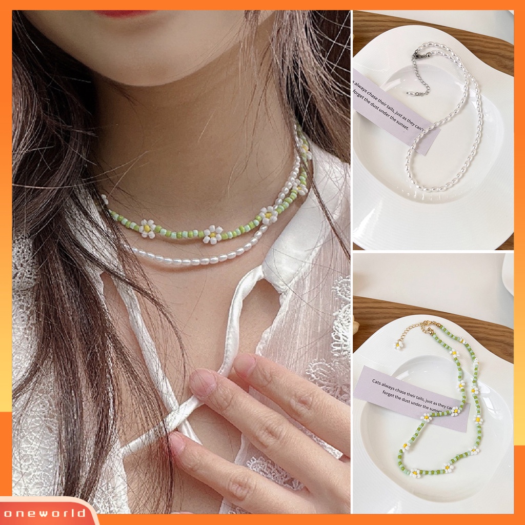 [ONE] Kalung Manik Fashion Perhiasan Kostum Aksesoris Adjustable Mutiara Imitasi Klavikula Kalung Wanita Jewelry