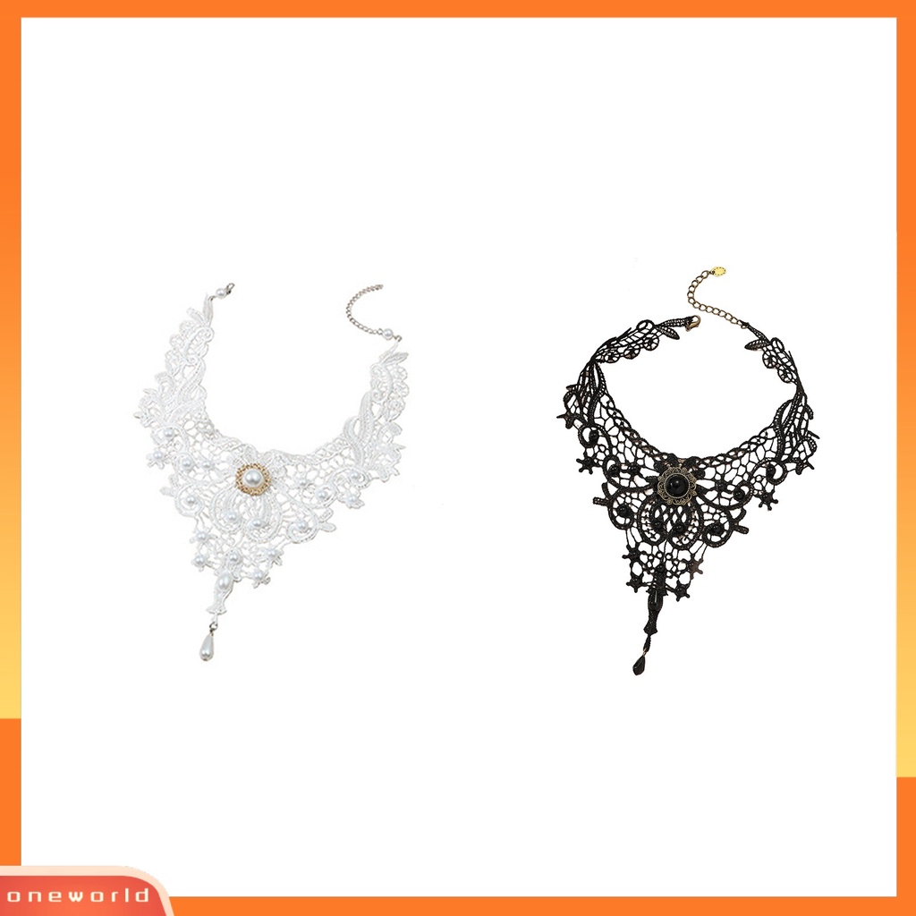 [EONE] Liontin Kalung Rantai Yang Dapat Disesuaikan Halus Semua Pertandingan Retro Pakaian Sehari-Hari Renda Crochet Gelap Gaya Choker Necklace Jewelry Supply