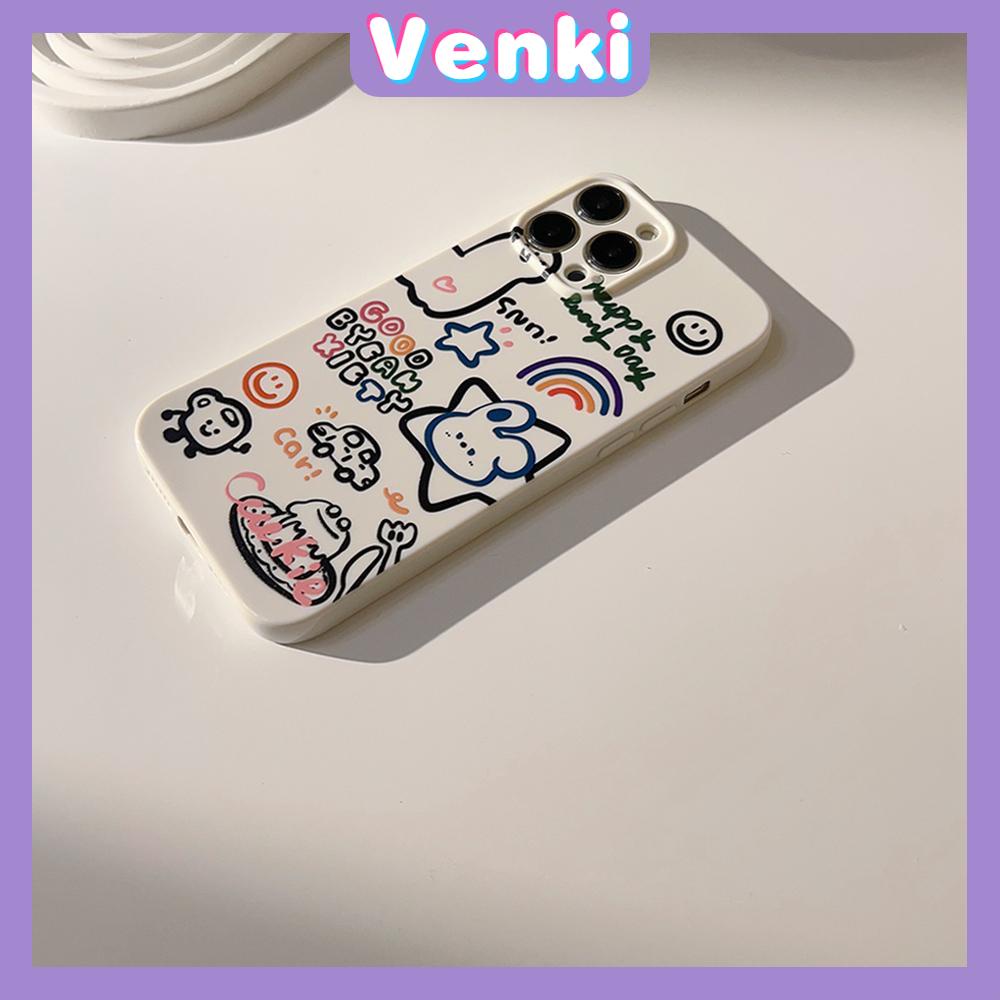 VENKI - For iPhone 11 iPhone Case White Glossy Film TPU Soft Case Shockproof Phase Cover Protective Cartoon Alphabet Compatible with iPhone 14 13 Pro max 12 Pro Max xr xs max 7 8