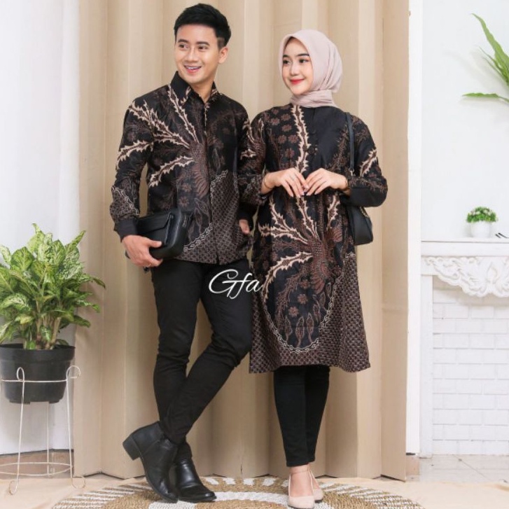 Batik Couple Tunik Baju Batik Couple Modern Premium Kancing Depan Busui M L XL XXL Ready Seragam BN