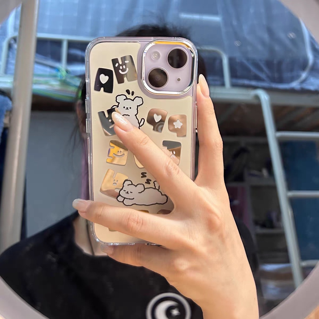 Cocok Untuk Iphone14 Pro Max iPhone Phone Case Cermin Casing Ponsel Kuat Kamera Perlindungan Tahan Guncangan Gaya Sederhana Kompatibel Dengan Iphone13 13pro 13prm iPhone 11 7Plus 8Plus Xr XS 12 Pro Max Casing Ponsel