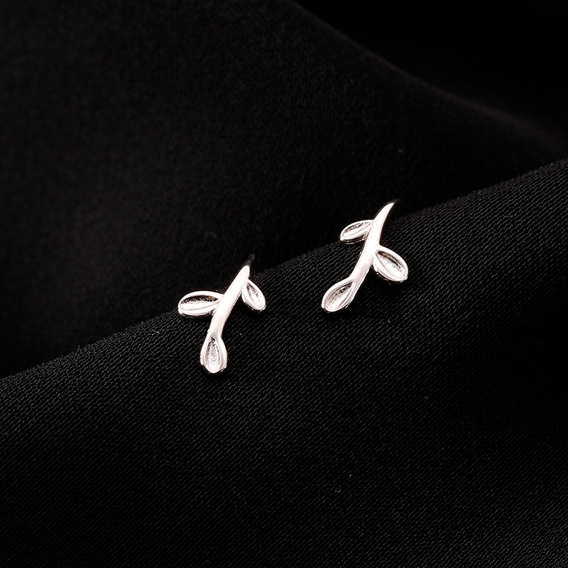 Papaozhu Stylish S925 Silver Leaf Hook Earrings Untuk Wanita Perempuan Temperamen Anti Alergi Cuff Earring All-match Aksesoris Telinga Pakaian Sehari-Hari