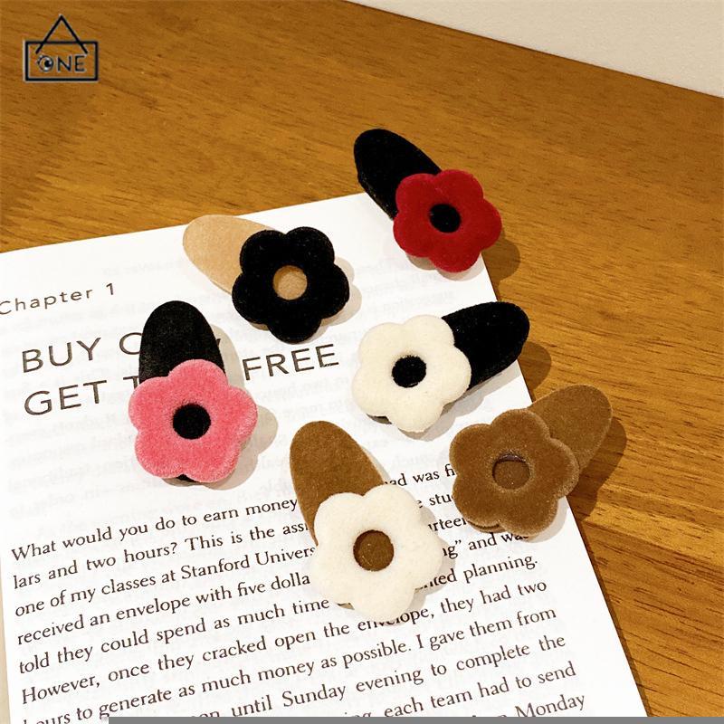 COD❤️Jepit Rambut Wanita Korea Retro Velvet Flower Hair Clip Women High-end Bangs Side Clip Head Ornament-A.one