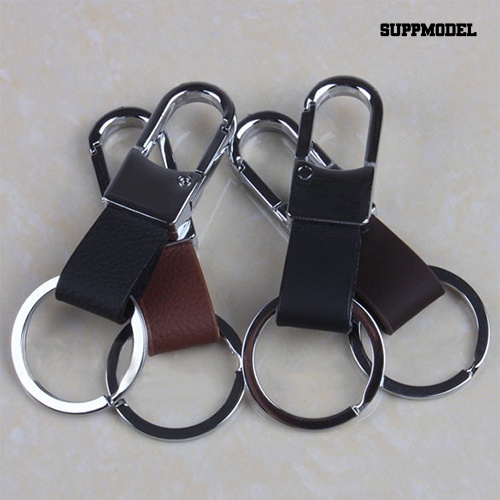 [SM Auto] Pria Fashion Ringkas Faux Kulit Tali Alloy Keyring Keychain Gantungan Kunci Hadiah
