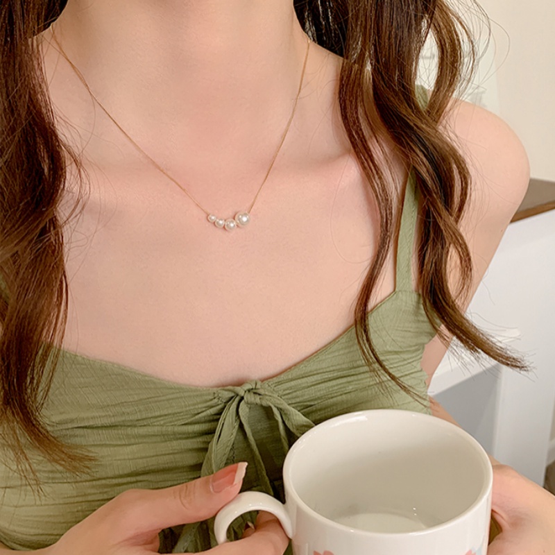 Kami Bunga Klasik 14 K Emas Mutiara Manik-Manik Liontin Kalung Untuk Wanita Gadis Korea Fashion Pesona Choker Kalung Elegan Perhiasan Aksesoris
