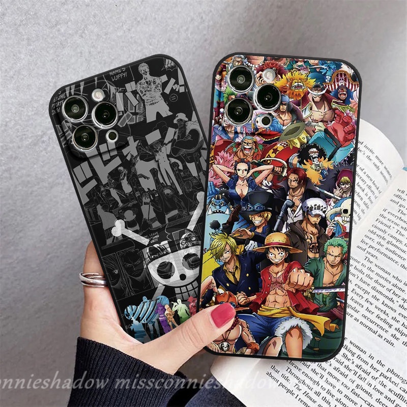 Case One Piece Anime Kartun Trendi Untuk Redmi 12C 9A A1 9 10 9T 9C NFC Note12 11 11s 9 8 10s 10 Pro Plus Mi 10 11 Lite 10T Poco M4 X5 F4 M5 F3 M3 X3 Pro Soft Cover Tepi Lurus