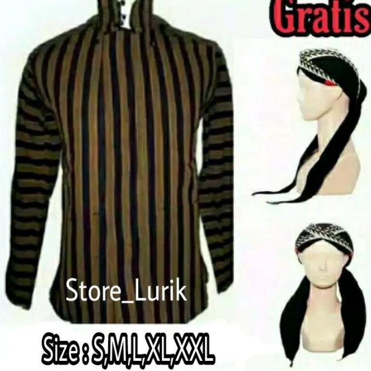 Lurik TERBARU Baju surjan lurik jawa bonus blangkon sliwir jogja/Baju lurik/Baju adat jawa bonus bla