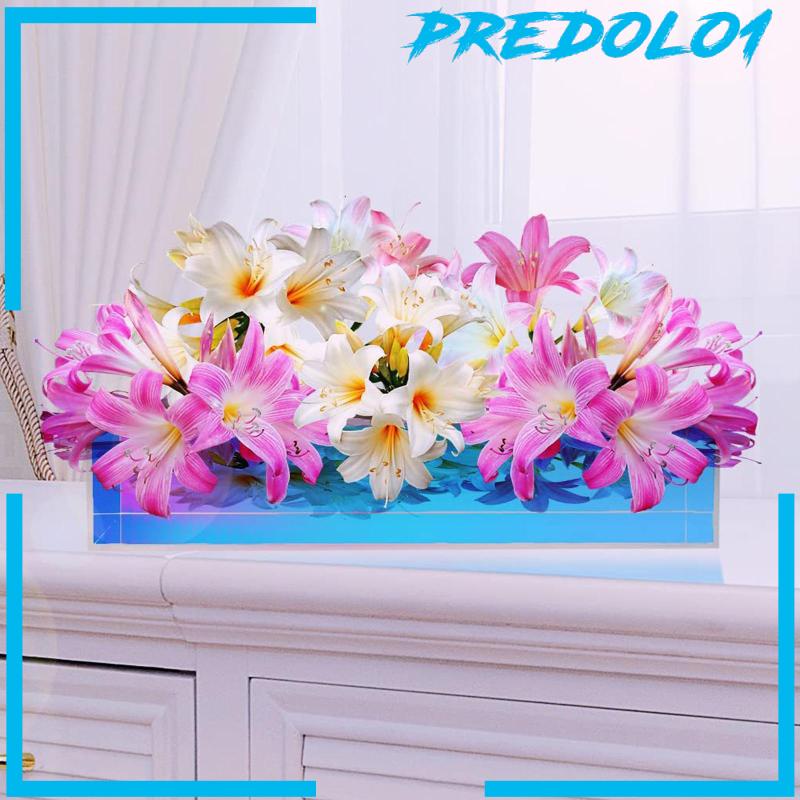 [Predolo1] Vas Bunga Akrilik Centerpiece Panjang Persegi Panjang Desk Decor Rangkaian Bunga