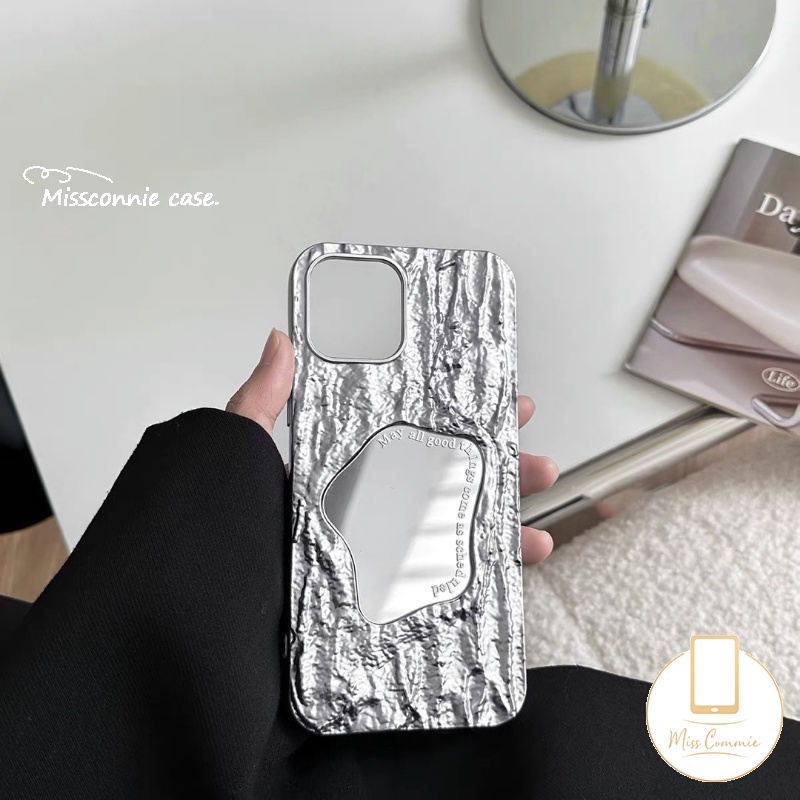 IPHONE Case Cermin Make Up Kompatibel Untuk Iphone11 13 14 12 Pro MAX XR 7Plus 8Plus X XS Max7 6 6S 8 Plus SE 2020 Mewah Electroplate Plating Kerut Phone Cover