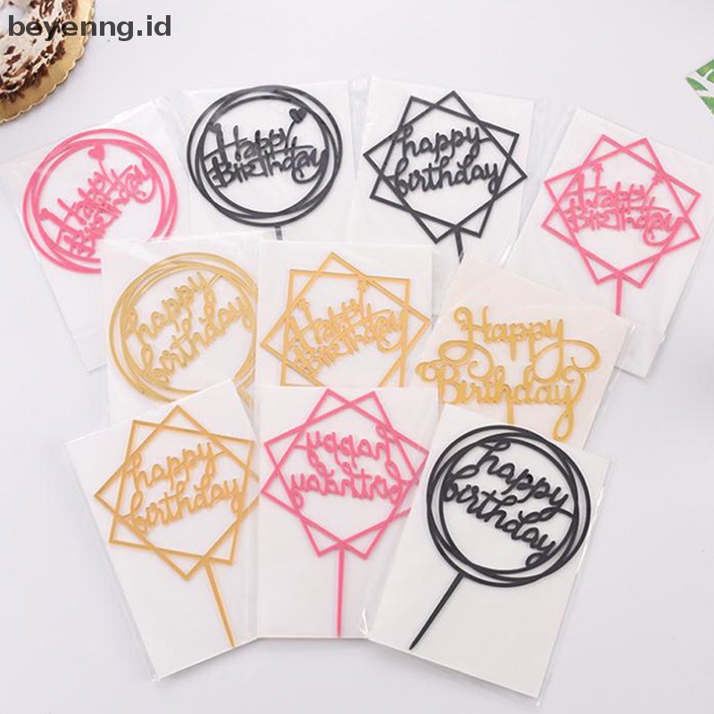 Beyen 10Pcs Akrilik Hand wrig Happy Birthday Cake Topper Dessert Dekorasi Pesta ID