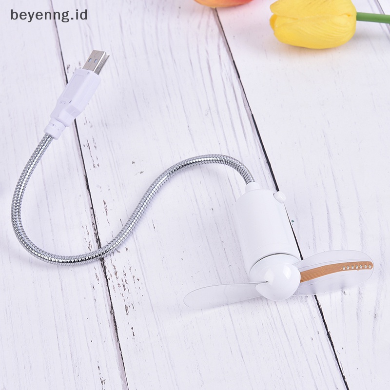 Beyen Pajangan Tangan Kipas USB Mini Gadget Portable Jam LED Fleksibel Keren Untuk Laptop PC ID