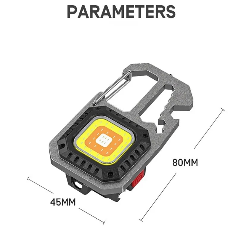 Lampu Gantungan Kunci Pembuka Botol Isi Ulang USB Multifungsi/Beberapa Mode Senter COB Mini Yang Dapat Disesuaikan/Lampu Kerja Luar Ruangan Dengan Obeng