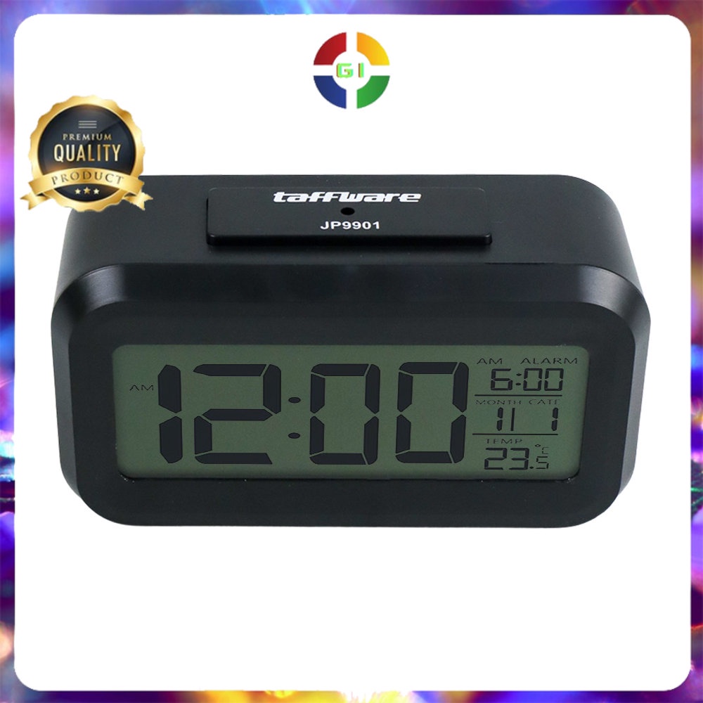 Jam LCD Digital Clock with Alarm Black