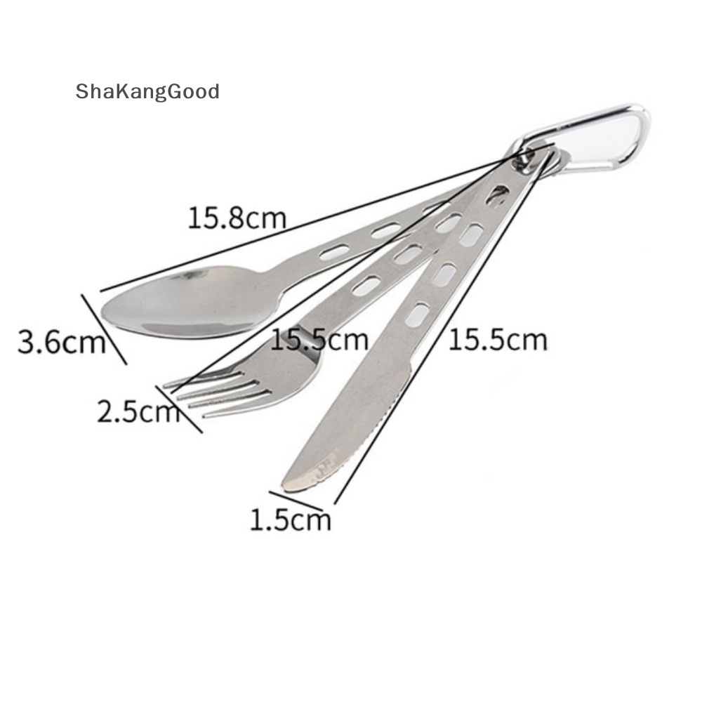 Skid 3pcs/Set Titanium Cutlery Set Ultra Ringan Sendok Garpu Untuk Digunakan Di Rumah Tr SKK