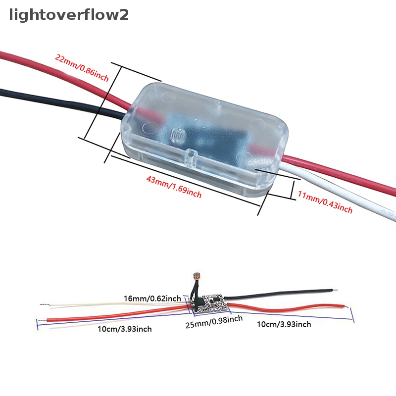 [lightoverflow2] Saklar Sensor Cahaya Hanya Bekerja Saat Malam Otomatis Auto on Off Photocell Saklar Lampu Jalan DC 3.7V 5V 12V 24V 5A [ID]