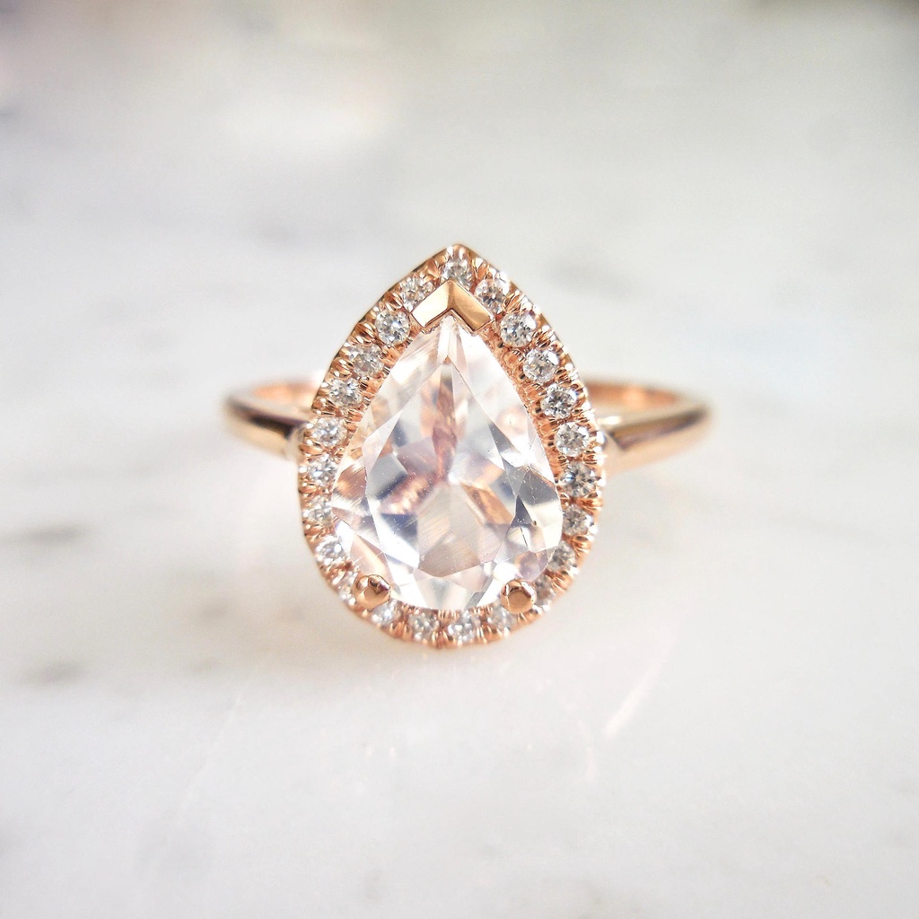 Goldkingdom Aksesoris Perhiasan Fashion Ready Stock Cincin Berlian Berbentuk Pir Tetesan Air Eropa Dan Amerika Dengan Gelang Berlapis Rose Gold Pribadi