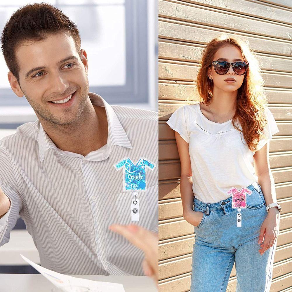 Mxbeauty Quicksand Reel Clip Glitter Perawat Name Tag Badge Gulungan Kantor Karyawan Suppies Lanyard Badge Dokter Badge Holder