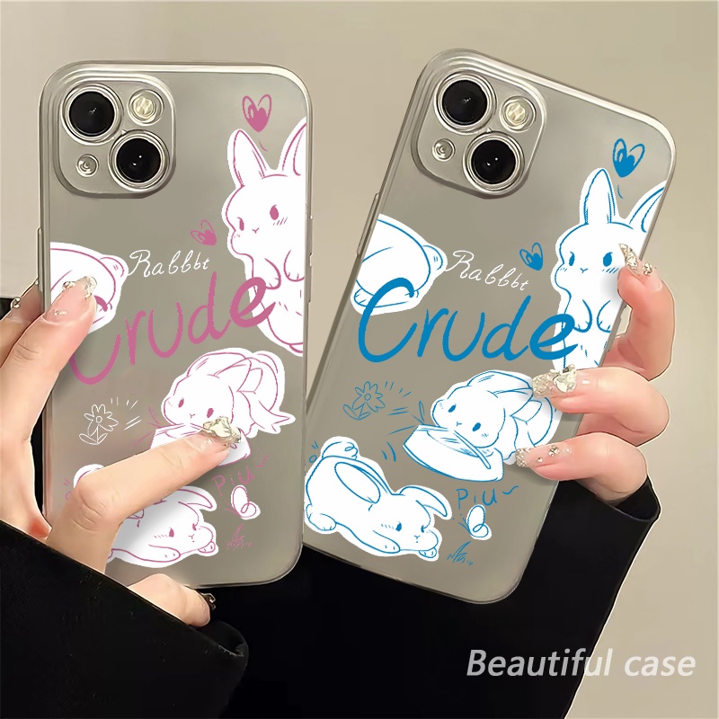 IPHONE Soft Case Kelinci Lucu Kompatibel Untuk Iphone14 11 13 12 Pro Max XS XR X8+76S Plus Casing Ponsel Mini Electroplate TPU Silikon Shockproof Cover