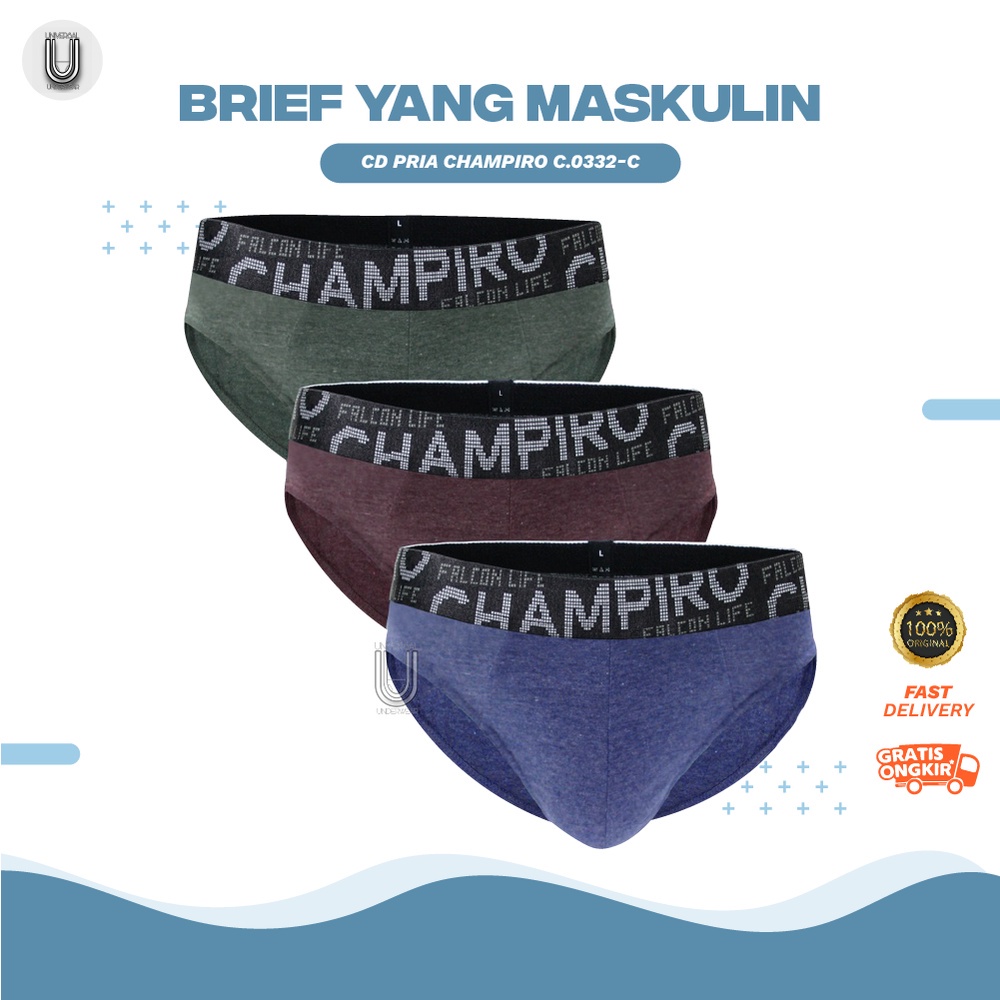 3PCS CD Celana Dalam Boxer Pria Cowok Dewasa Sempak Laki Laki Premium Termurah Champiro C.0332-C By TOKO KEANULOVA