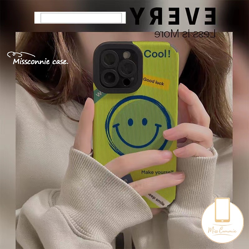 IPHONE Kartun Warna-Warni Smiley Phone Case Kompatibel Untuk Iphone11 14 12 13 Pro MAX XR 78 Plus X XS MAX 7Plus Graffiti Mewah Tekstur Kulit Lembut Shockproof Silicon Cover