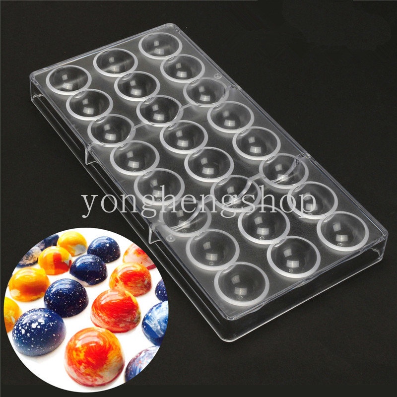 24kisi 3D Semi Sphere Polycarbonate Cetakan Coklat Kue Permen Mousse Cetakan Dapur DIY Baking Kembang Gula Bakery Pastry Tools