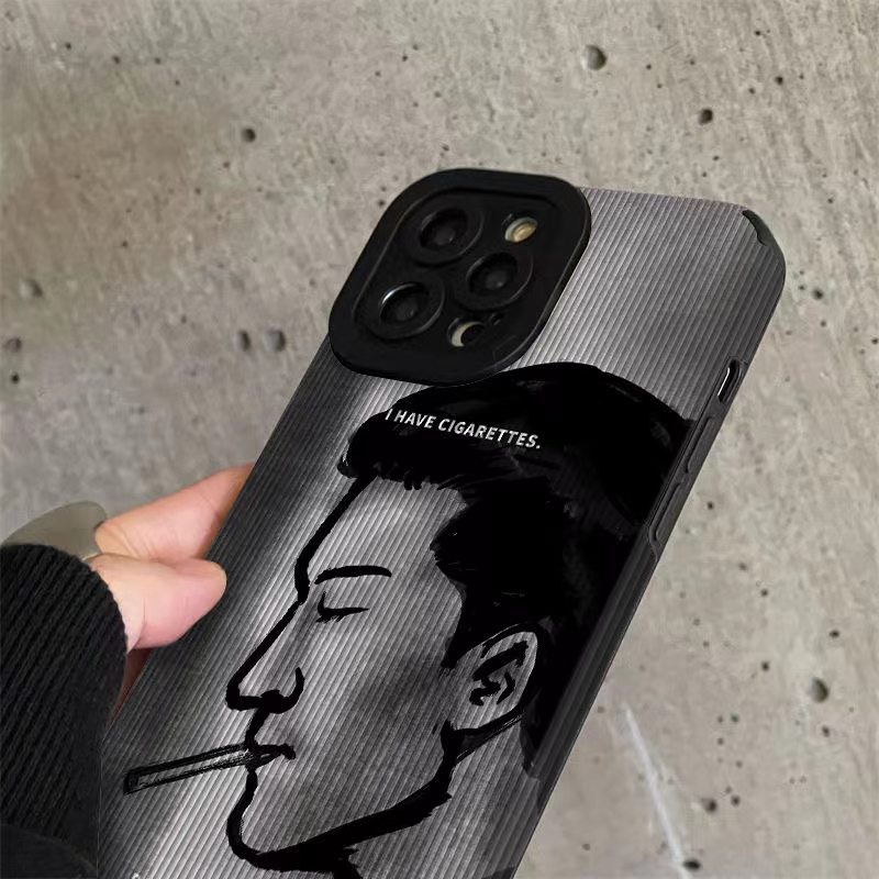 Kulit Jadi Keren Merokok Cowok Pria Man Soft Case IPhone 6S 7 plus 8 Plus X XS XR XS Max 11 13 12 14 PRO Max 14 Plus 12 13 mINI SE Phone Case Hitam