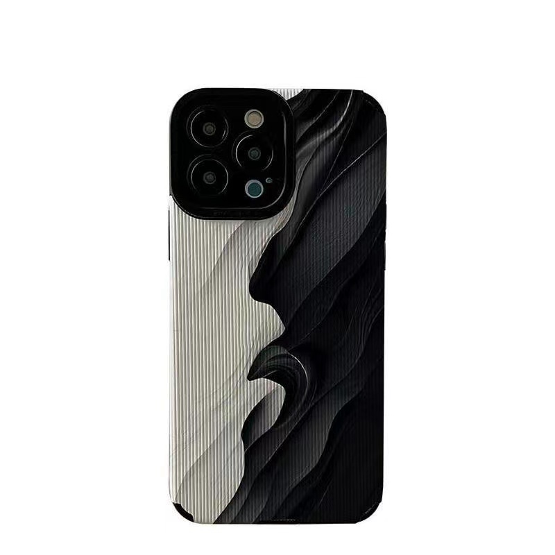 Lamb Skin Black and white Artistic oil painting wrinkles Soft Case IPhone 6S 7 Plus 8 Plus X XS XR XS Max 11 13 12 14 PRO Max 14 Plus 12 13 mINI SE Phone Case Black for Women GIRL