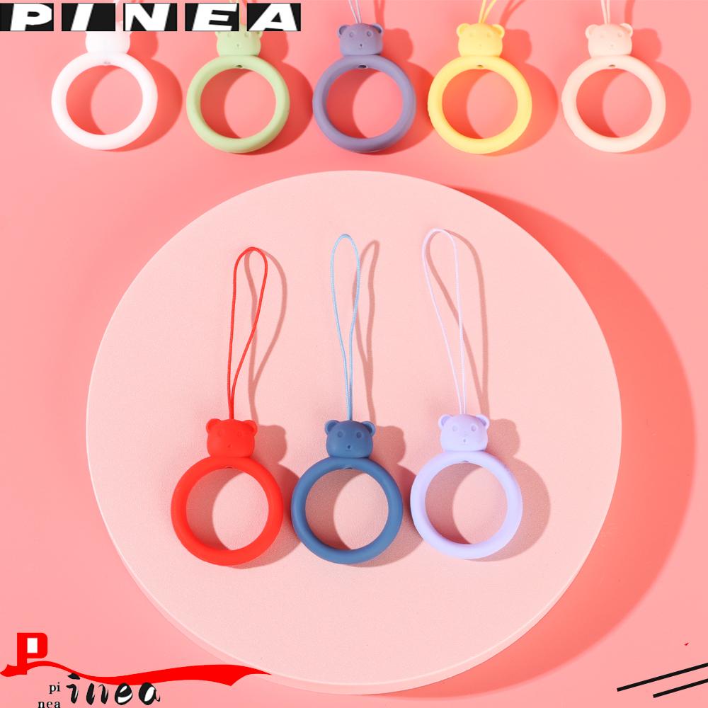 Nanas Cincin Silikon Tahan Noda Beruang Kecil Earphone Pelindung Case Liontin