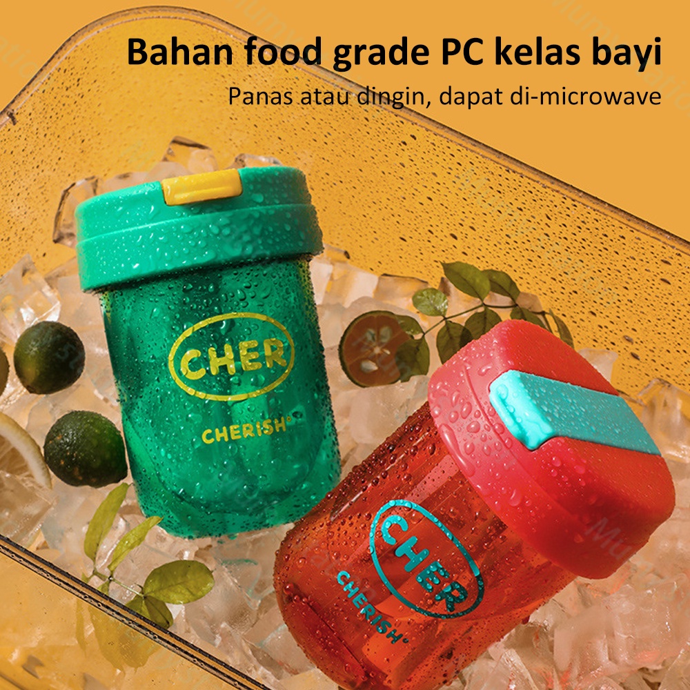 Mumystation botol minum cher portable 300ml Dengan Sedotan Anti Bocor / botol minum anak Sedotan botol