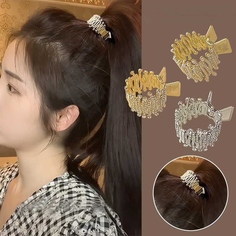 Shine Bling Klip Rambut Ponytail Tinggi Jepit Rambut Hiasan Kepala Aksesori Untuk Wanita Perempuan