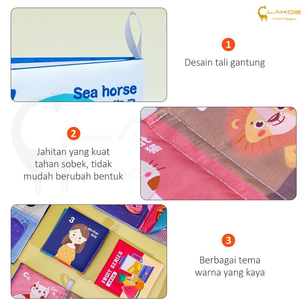 Lakoe Soft Book Bayi/Buku Kain/Buku Bantal Books Bayi Edukasi Bayi Bahasa Inggris