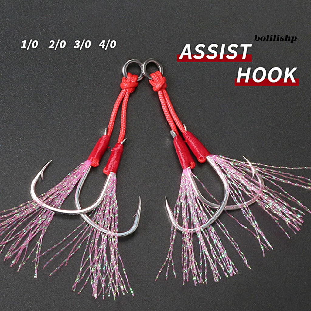 Bo-fishing Hook Garis Dikepang Kekuatan Tinggi Baja Karbon1 /0 2 /0 3 /0 4 /0 Memancing Laut Dual Assist Jigging Circle Hook Angling Supplies