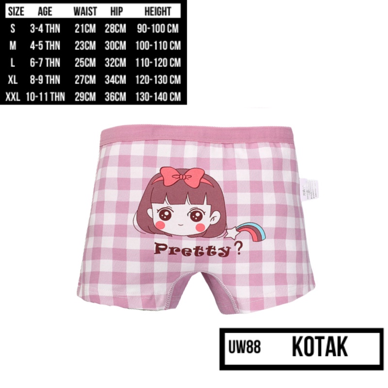 Celana Dalam Anak Perempuan Boxer Bahan Katun Gambar Kartun Korea Lucu